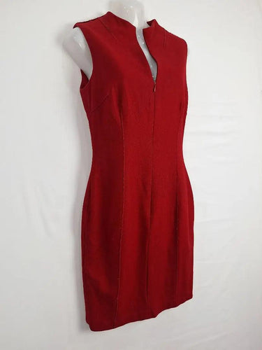 Cue Crimson Raw Edge Fitted Midi Dress Size 10 by SwapUp-Online Second Hand Store-Online Thrift Store