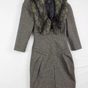 Cue Fur Collared Zip Front Midi Dress Size 6 by SwapUp-Online Second Hand Store-Online Thrift Store