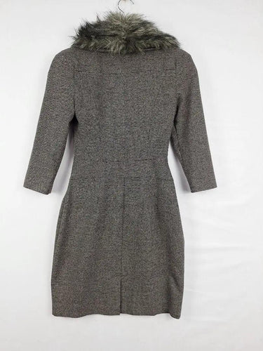 Cue Fur Collared Zip Front Midi Dress Size 6 by SwapUp-Online Second Hand Store-Online Thrift Store