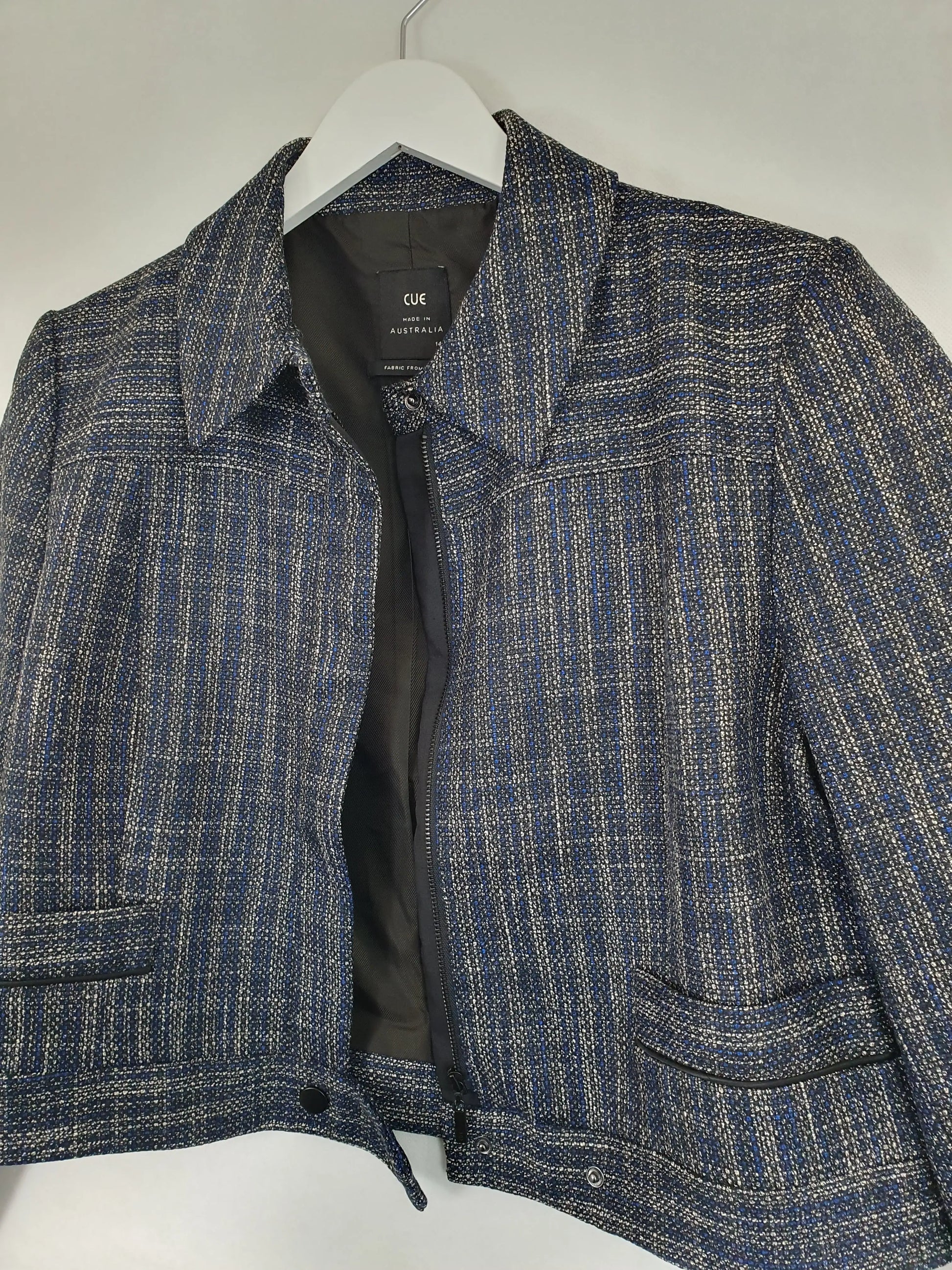 Cue Jacquard Cropped Office Essential Jacket Size 14 by SwapUp-Online Second Hand Store-Online Thrift Store