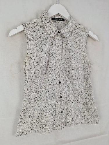 Cue Micro Star Shine Collared Top Size 6 by SwapUp-Online Second Hand Store-Online Thrift Store