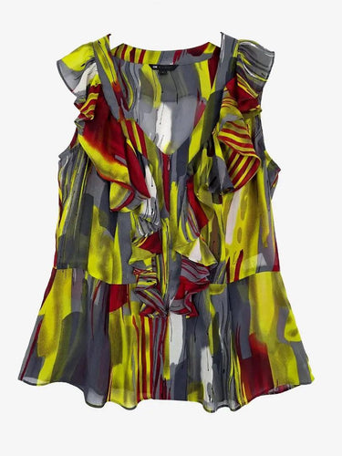 Cue Peplum Abstract Sheer Top Size 8 by SwapUp-Online Second Hand Store-Online Thrift Store