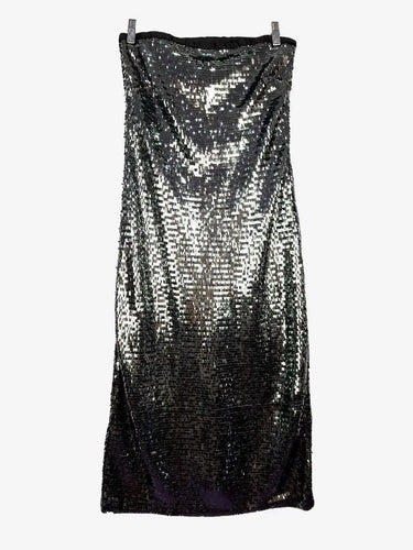 Cue Pewter Paillette Strapless Midi Dress Size 10 by SwapUp-Online Second Hand Store-Online Thrift Store