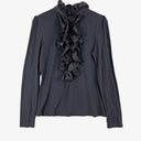 Cue Ruffled Collar Long-Sleeved Top Size L by SwapUp-Online Second Hand Store-Online Thrift Store