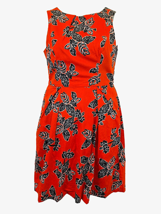 Cue Tailored Tangerine Floral Midi Dress Size 12 by SwapUp-Online Second Hand Store-Online Thrift Store
