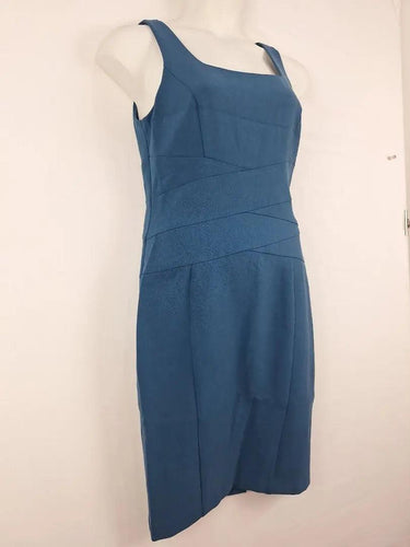 Cue Teal Tailored Panel Pencil Midi Dress Size 12 by SwapUp-Online Second Hand Store-Online Thrift Store