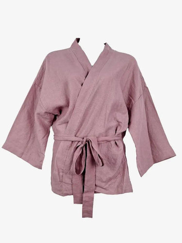 DEIJI STUDIOS Mauve Linen Robe Style Kimono Jacket Size OSFA by SwapUp-Online Second Hand Store-Online Thrift Store