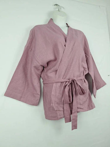 DEIJI STUDIOS Mauve Linen Robe Style Kimono Jacket Size OSFA by SwapUp-Online Second Hand Store-Online Thrift Store