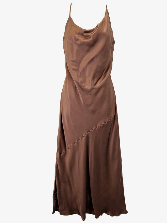 DISSH Chocolate Silk Strappy Evening Maxi Dress Size 10 by SwapUp-Online Second Hand Store-Online Thrift Store