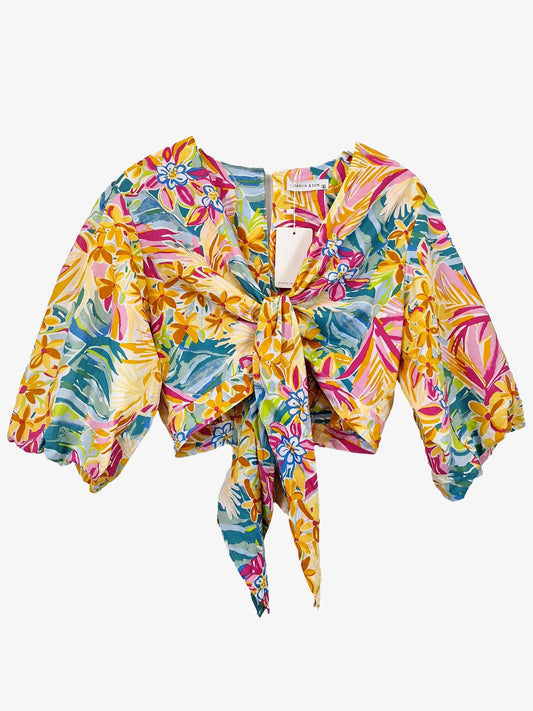 Dahlia & Sun Summer Bloom Tie Front Crop Top Size XL by SwapUp-Online Second Hand Store-Online Thrift Store