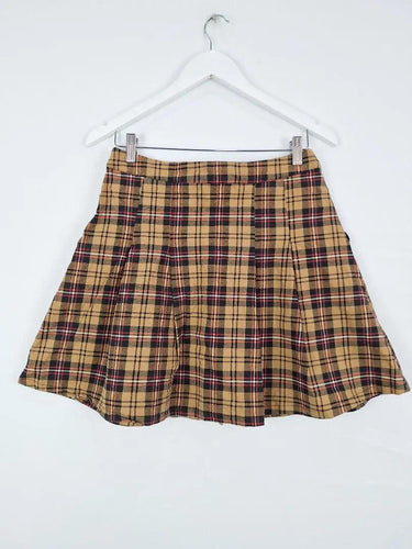 Second-Hand - Dangerfield Tartan Button Up Pleated Mini Skirt Size 12 - SwapUp