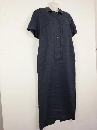 Daronne Geo Linen Shirt Style Maxi Dress Size 10 by SwapUp-Online Second Hand Store-Online Thrift Store