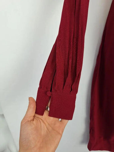 David Lawrence Burgundy Keyhole Work Midi Dress Size 10 by SwapUp-Online Second Hand Store-Online Thrift Store