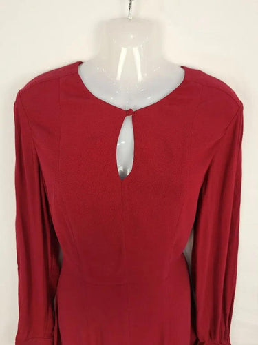 David Lawrence Burgundy Keyhole Work Midi Dress Size 10 by SwapUp-Online Second Hand Store-Online Thrift Store