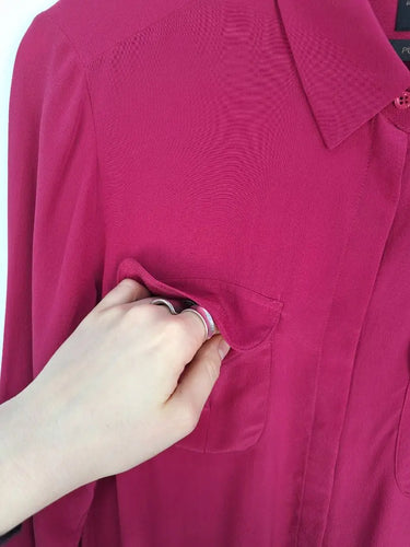 David Lawrence Fuchsia Silk Button up Shirt Size 12 by SwapUp-Online Second Hand Store-Online Thrift Store