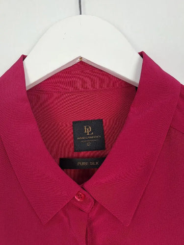 David Lawrence Fuchsia Silk Button up Shirt Size 12 by SwapUp-Online Second Hand Store-Online Thrift Store