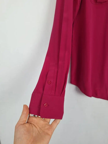 David Lawrence Fuchsia Silk Button up Shirt Size 12 by SwapUp-Online Second Hand Store-Online Thrift Store