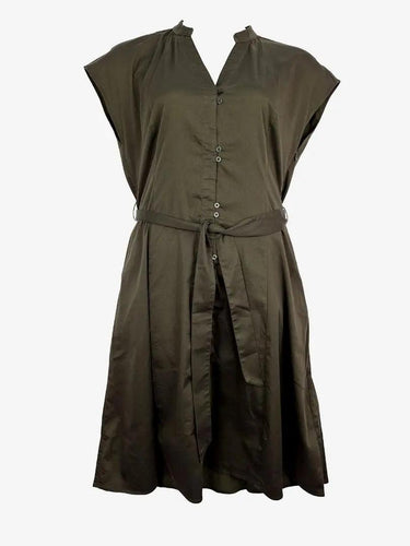 David Lawrence Khaki Flared Button Up Midi Dress Size 14 by SwapUp-Online Second Hand Store-Online Thrift Store