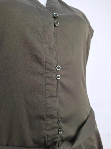David Lawrence Khaki Flared Button Up Midi Dress Size 14 by SwapUp-Online Second Hand Store-Online Thrift Store