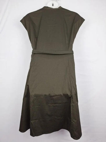 David Lawrence Khaki Flared Button Up Midi Dress Size 14 by SwapUp-Online Second Hand Store-Online Thrift Store