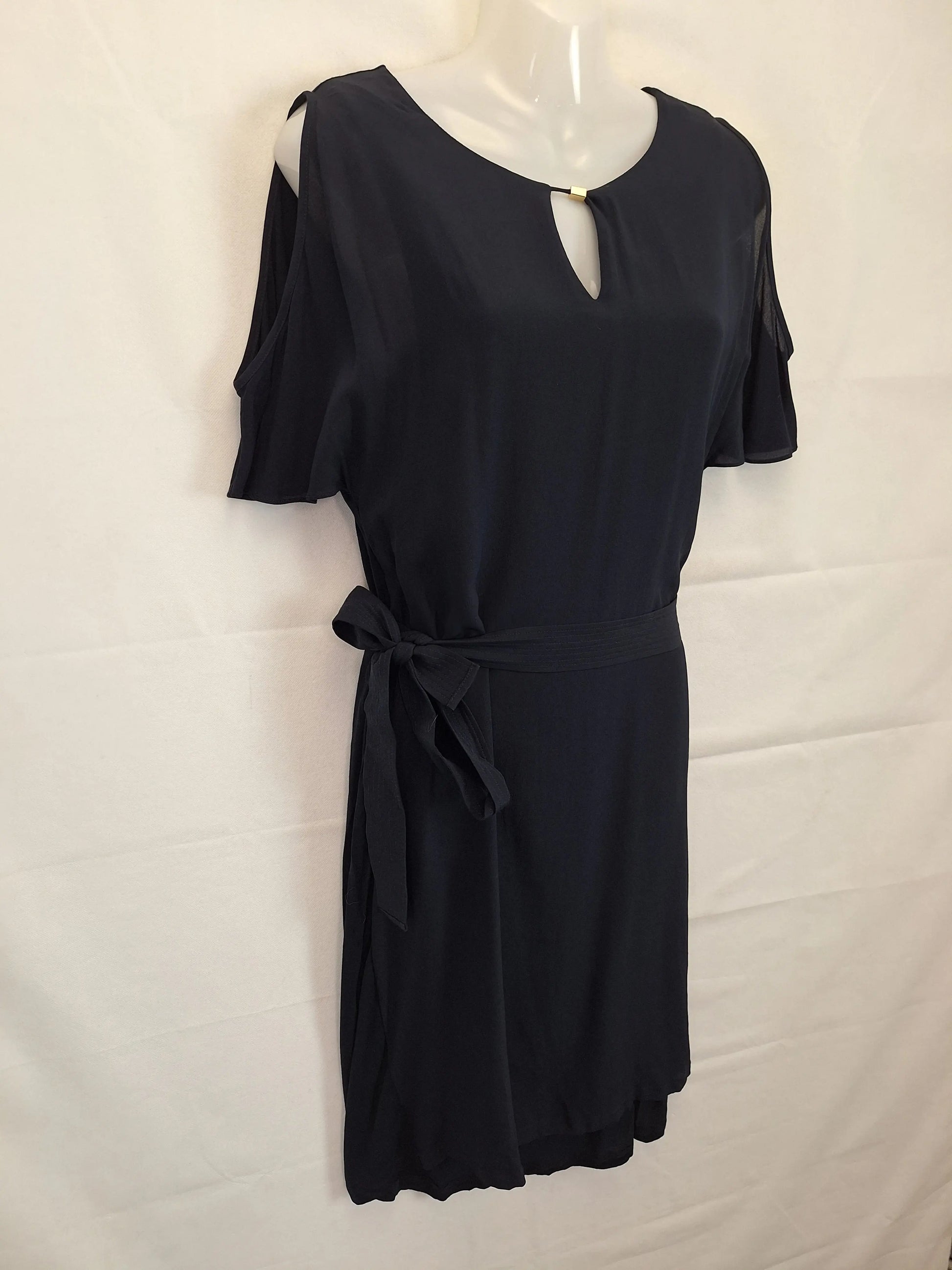 David Lawrence Navy Tie Waist Midi Dress Size S by SwapUp-Online Second Hand Store-Online Thrift Store