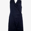 David Lawrence Navy Wrap Linen Blend Midi Dress Size 10 by SwapUp-Online Second Hand Store-Online Thrift Store