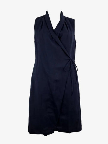 David Lawrence Navy Wrap Linen Blend Midi Dress Size 10 by SwapUp-Online Second Hand Store-Online Thrift Store