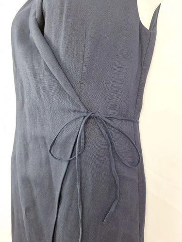 David Lawrence Navy Wrap Linen Blend Midi Dress Size 10 by SwapUp-Online Second Hand Store-Online Thrift Store