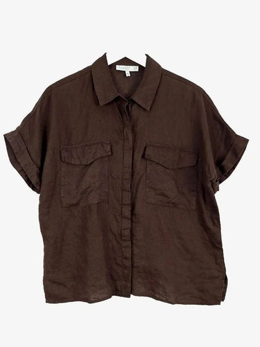 Decjuba Dark Mocha Button Down Shirt Size XS by SwapUp-Online Second Hand Store-Online Thrift Store