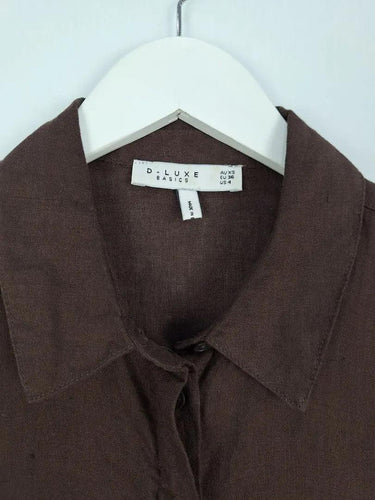 Decjuba Dark Mocha Button Down Shirt Size XS by SwapUp-Online Second Hand Store-Online Thrift Store