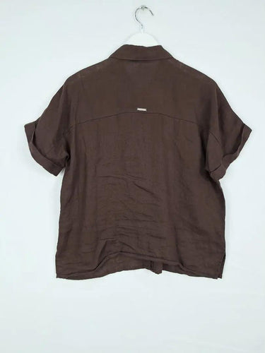 Decjuba Dark Mocha Button Down Shirt Size XS by SwapUp-Online Second Hand Store-Online Thrift Store