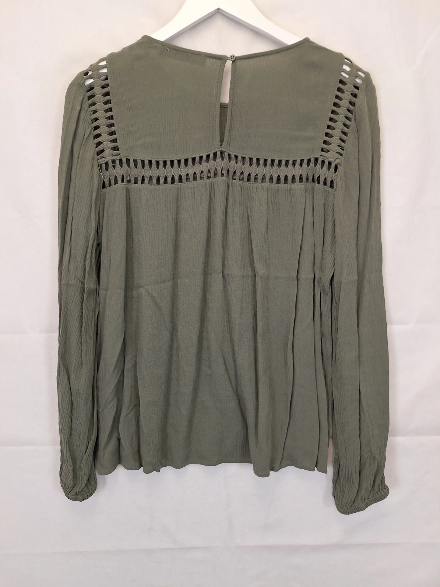 Decjuba Khaki Gathered Casual Top Size 10 by SwapUp-Online Second Hand Store-Online Thrift Store