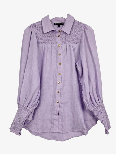 Decjuba Mauve Classy Linen Blouse Size 10 by SwapUp-Online Second Hand Store-Online Thrift Store