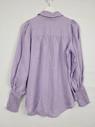 Decjuba Mauve Classy Linen Blouse Size 10 by SwapUp-Online Second Hand Store-Online Thrift Store