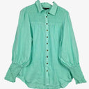 Decjuba Mint Shirred Linen Blouse Size 10 by SwapUp-Online Second Hand Store-Online Thrift Store