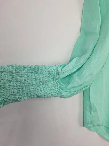 Decjuba Mint Shirred Linen Blouse Size 10 by SwapUp-Online Second Hand Store-Online Thrift Store