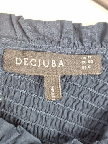 Decjuba Shirred Navy Broderie Maxi Dress Size 12 by SwapUp-Online Second Hand Store-Online Thrift Store