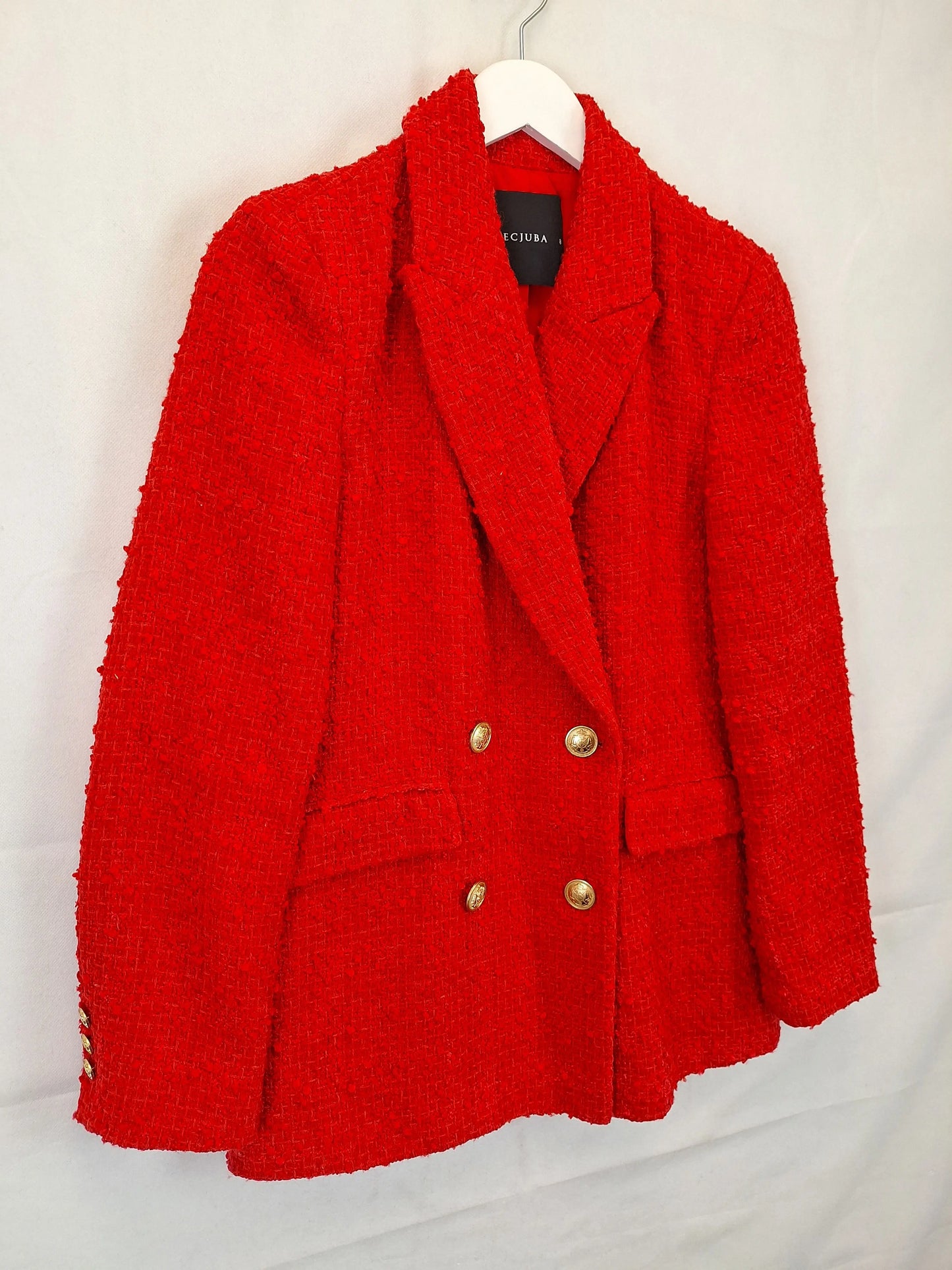 Decjuba Textured Tomato Double Breasted Blazer Size 8 by SwapUp-Online Second Hand Store-Online Thrift Store