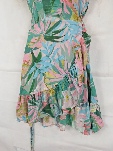 Decjuba Tropical Baby Pink Wrap Dress Size 10 by SwapUp-Online Second Hand Store-Online Thrift Store