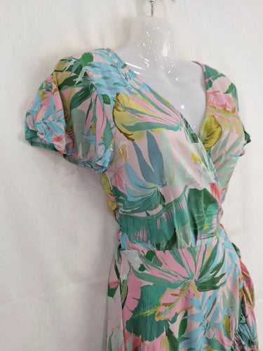 Decjuba Tropical Baby Pink Wrap Dress Size 10 by SwapUp-Online Second Hand Store-Online Thrift Store