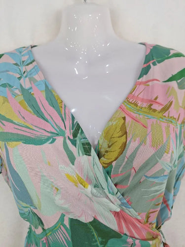 Decjuba Tropical Baby Pink Wrap Dress Size 10 by SwapUp-Online Second Hand Store-Online Thrift Store