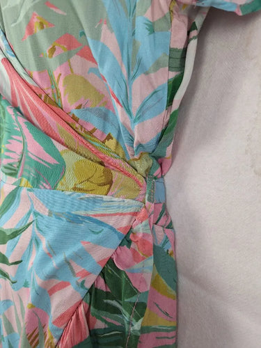 Decjuba Tropical Baby Pink Wrap Dress Size 10 by SwapUp-Online Second Hand Store-Online Thrift Store