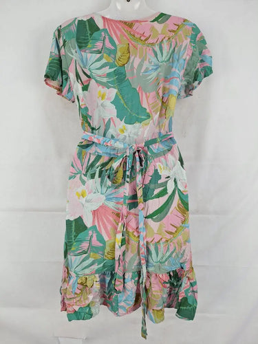 Decjuba Tropical Baby Pink Wrap Dress Size 10 by SwapUp-Online Second Hand Store-Online Thrift Store