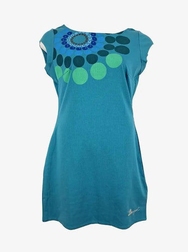 Desigual Aqua 70's Cap Sleeve Fitted Mini Dress Size XL by SwapUp-Online Second Hand Store-Online Thrift Store