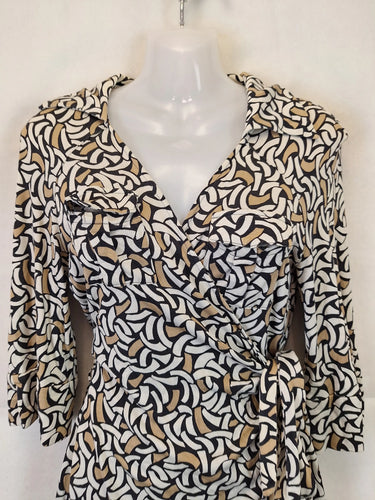 Diane Von Furstenberg Collared Silk Wrap Mini Dress Size 12 by SwapUp-Online Second Hand Store-Online Thrift Store