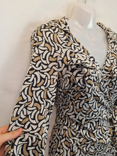 Diane Von Furstenberg Collared Silk Wrap Mini Dress Size 12 by SwapUp-Online Second Hand Store-Online Thrift Store