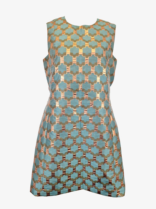 Diane Von Furstenberg Retro Jacqaurd Shift Mini Dress Size 12 by SwapUp-Online Second Hand Store-Online Thrift Store