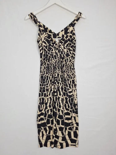 Diane von Furstenberg Geometric Rouched NeckLine Dress Size 8 by SwapUp-Online Second Hand Store-Online Thrift Store