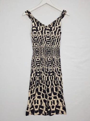 Diane von Furstenberg Geometric Rouched NeckLine Dress Size 8 by SwapUp-Online Second Hand Store-Online Thrift Store