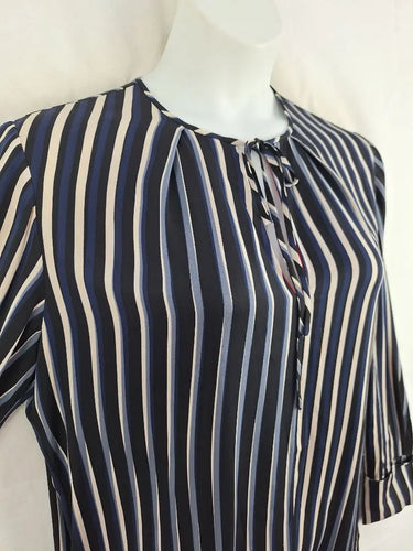 Diane von Furstenberg Silk Blended Striped Shift Mini Dress Size 14 by SwapUp-Online Second Hand Store-Online Thrift Store